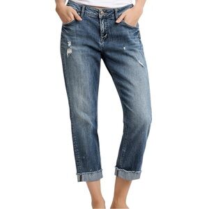 Silver Jeans Sam Slim Fit Cropped Jeans Size 31 Distressed Cuffed